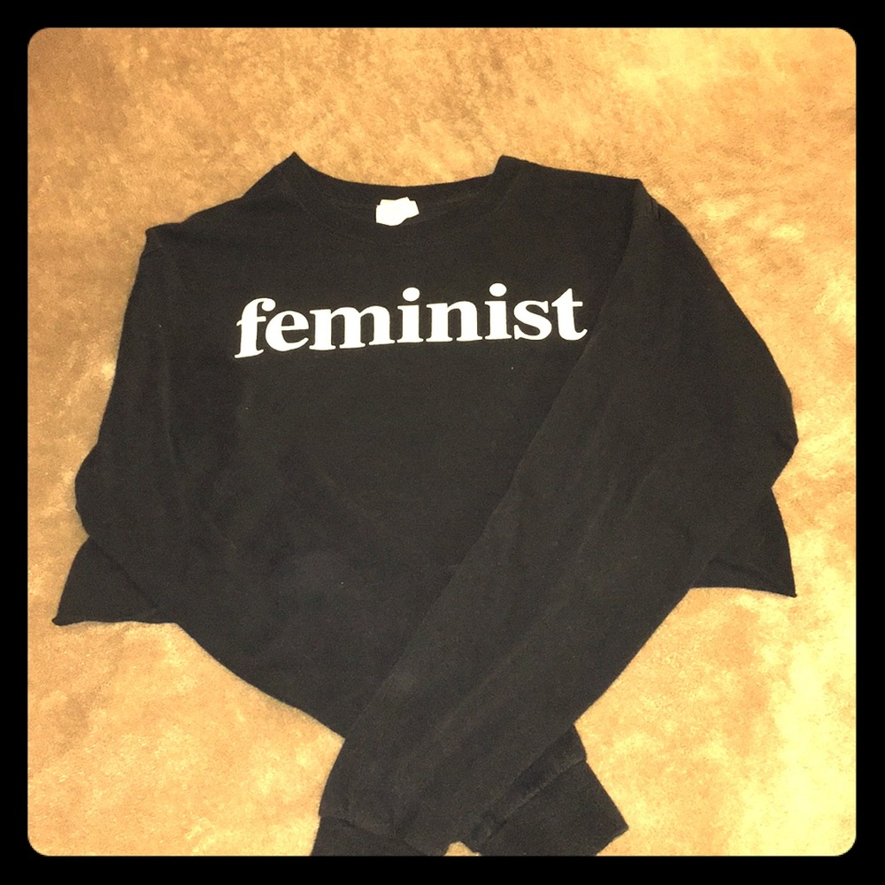 Black printed ‘feminist’ crop top